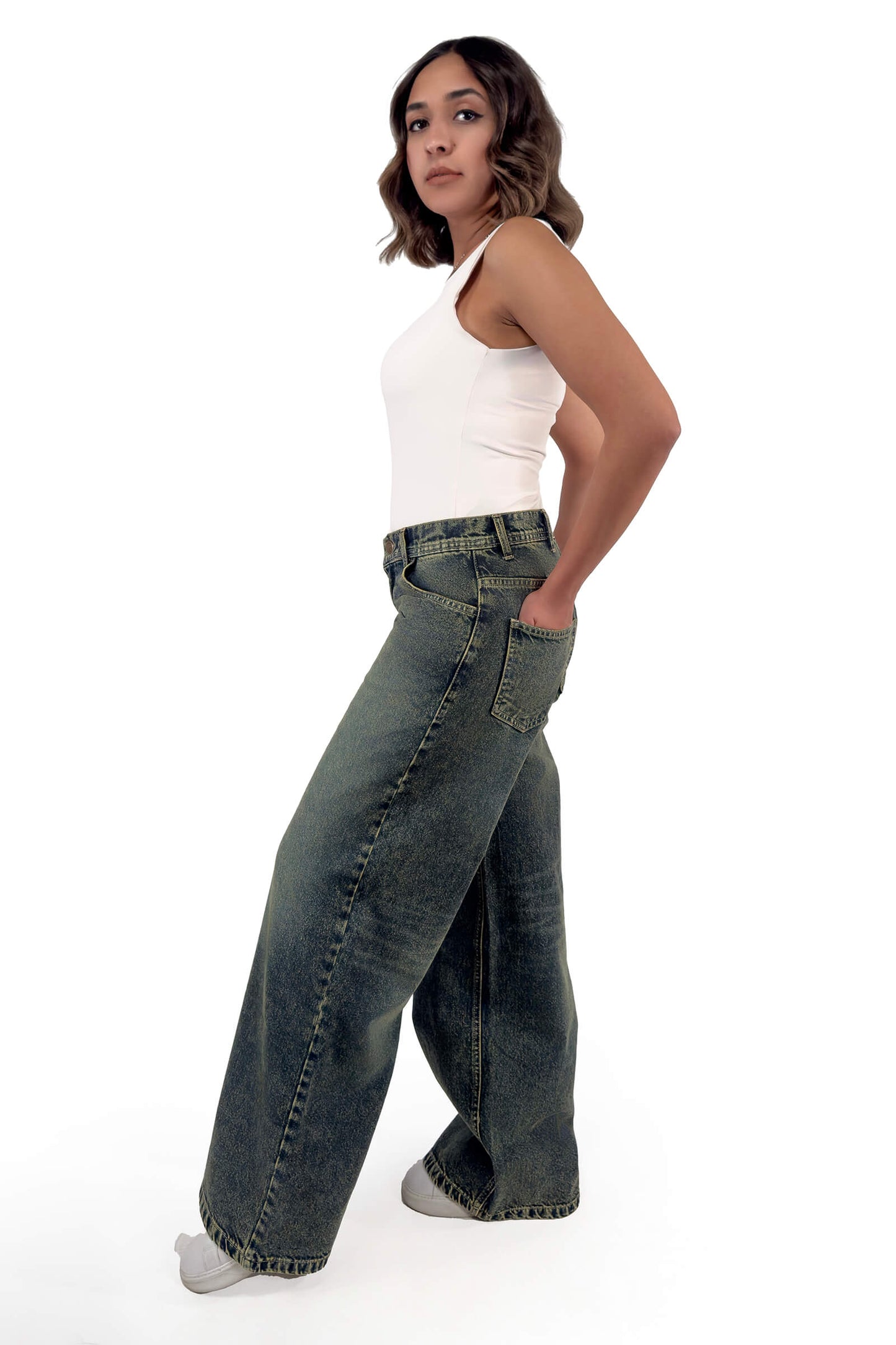 Vintage Olive Isabella Wide-Leg Jeans