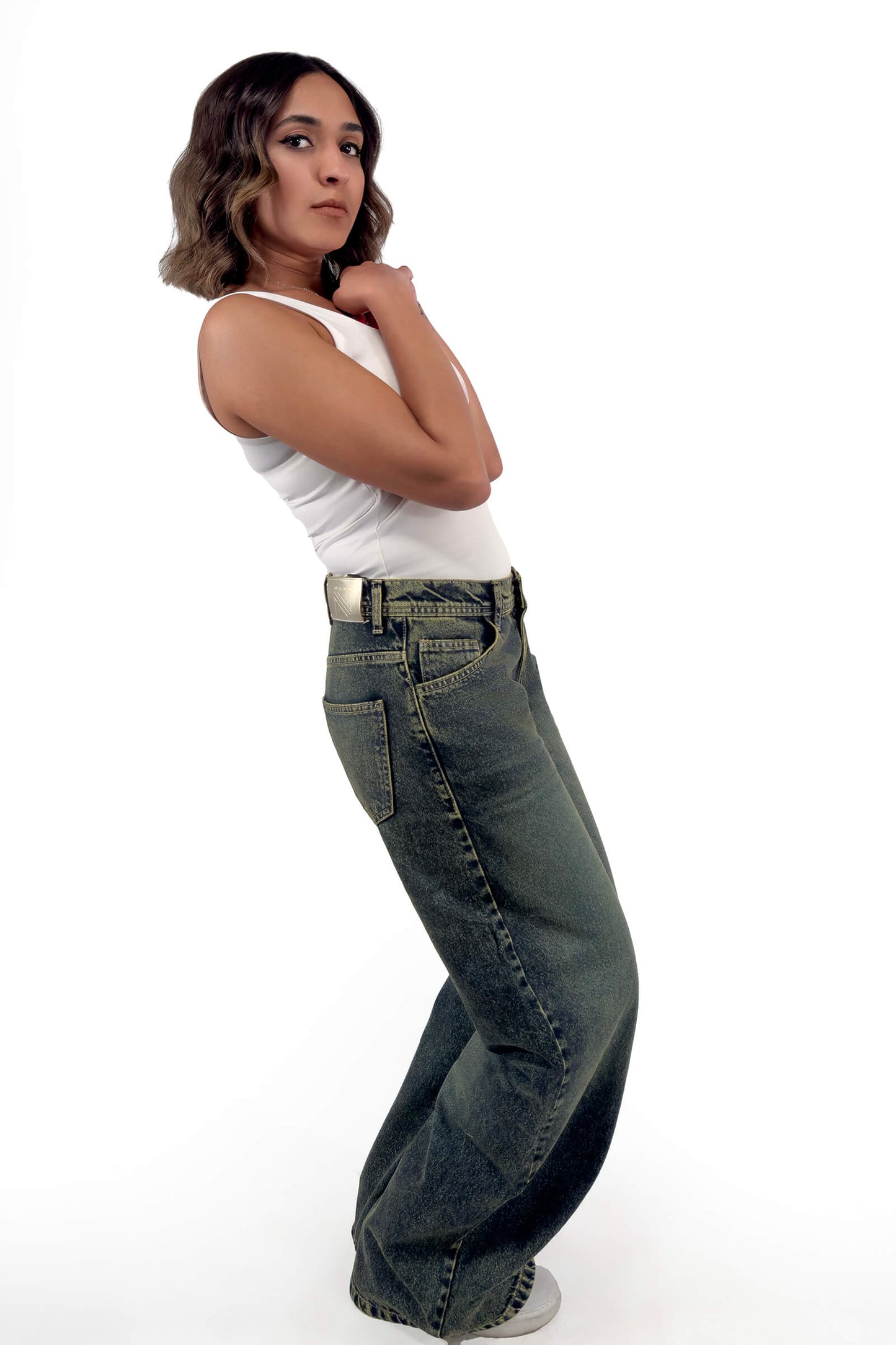 Vintage Olive Isabella Wide-Leg Jeans