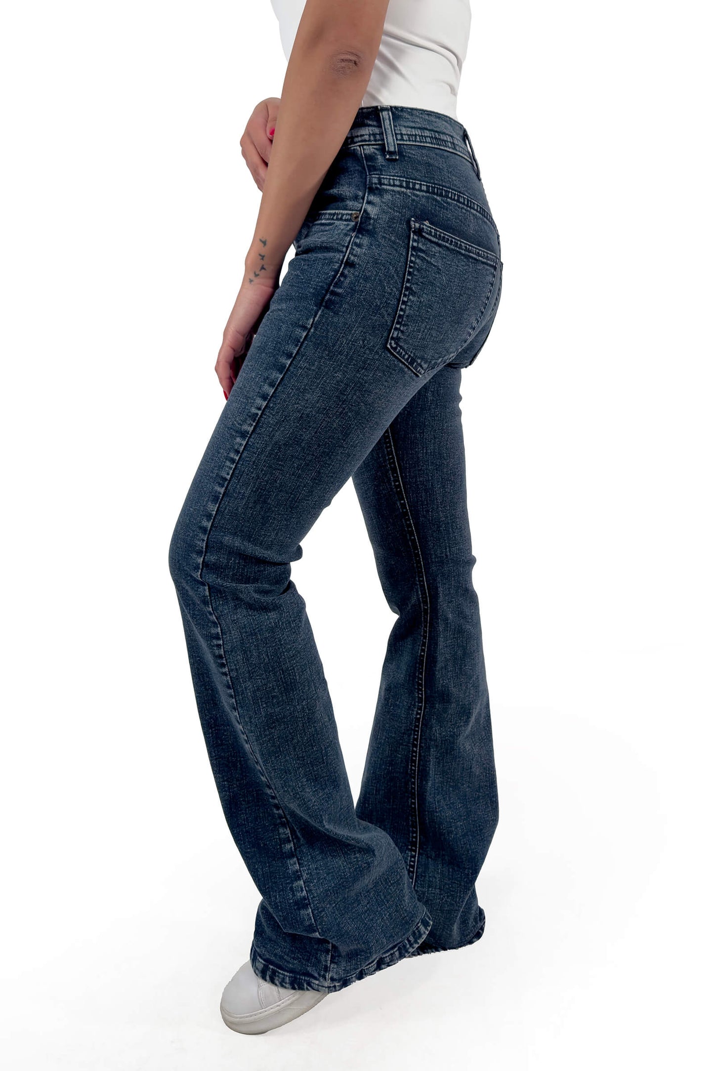 Dark Acid Wash Lily Flare Low Waist Jeans