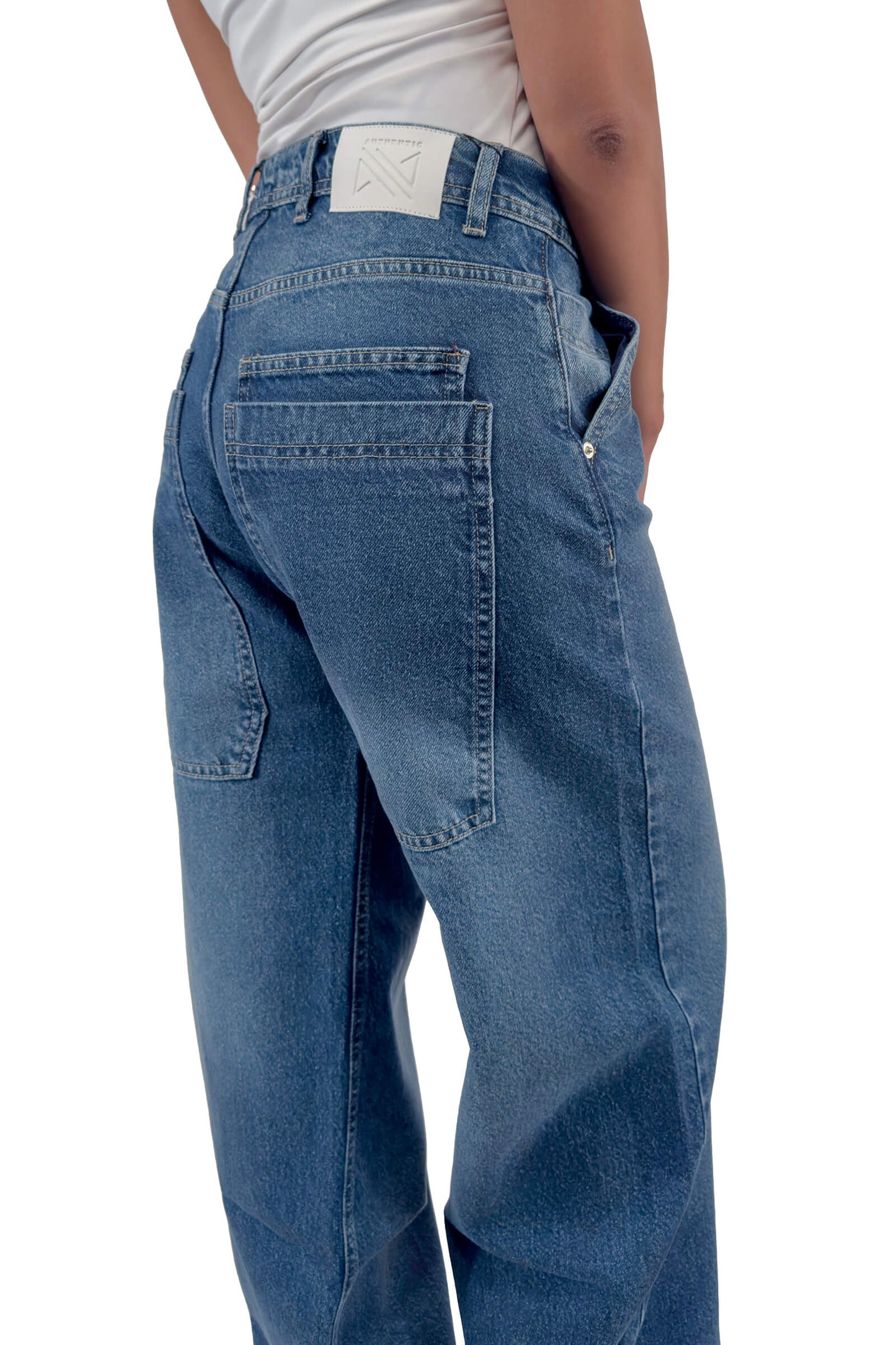 Classic Indigo Ava Cargo Low Waist Long Pocket Jeans