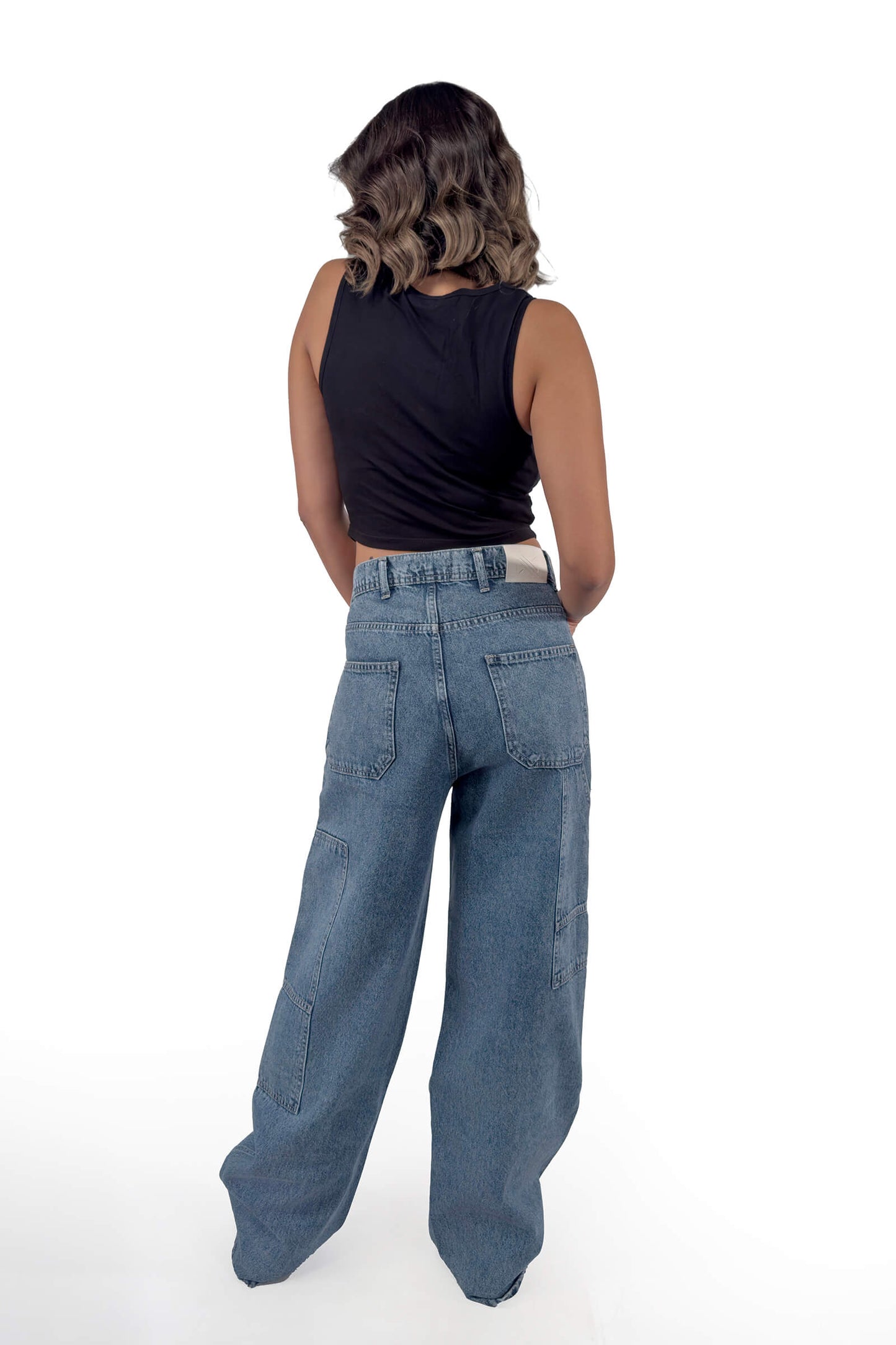 Vintage Blue Mia Cargo Utility Wide-Leg Jeans