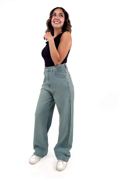 Soft Lemon Blue Sage Bella High-Waist Jeans