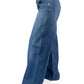 Indigo Crossover Altered Zipper Low Waist Wide-Leg Jeans