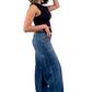 Indigo Crossover Altered Zipper Low Waist Wide-Leg Jeans