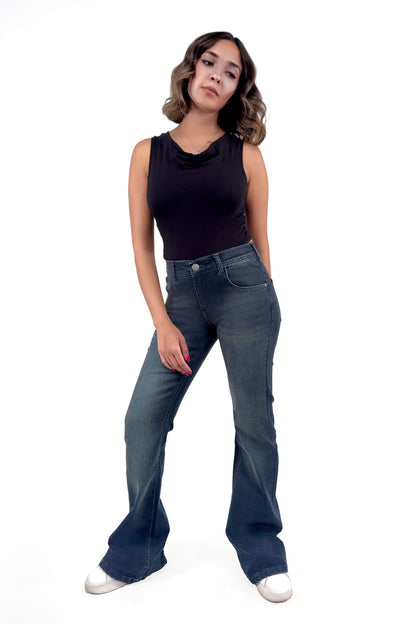 Midnight Dirty Low Waist Navy Flare Jeans