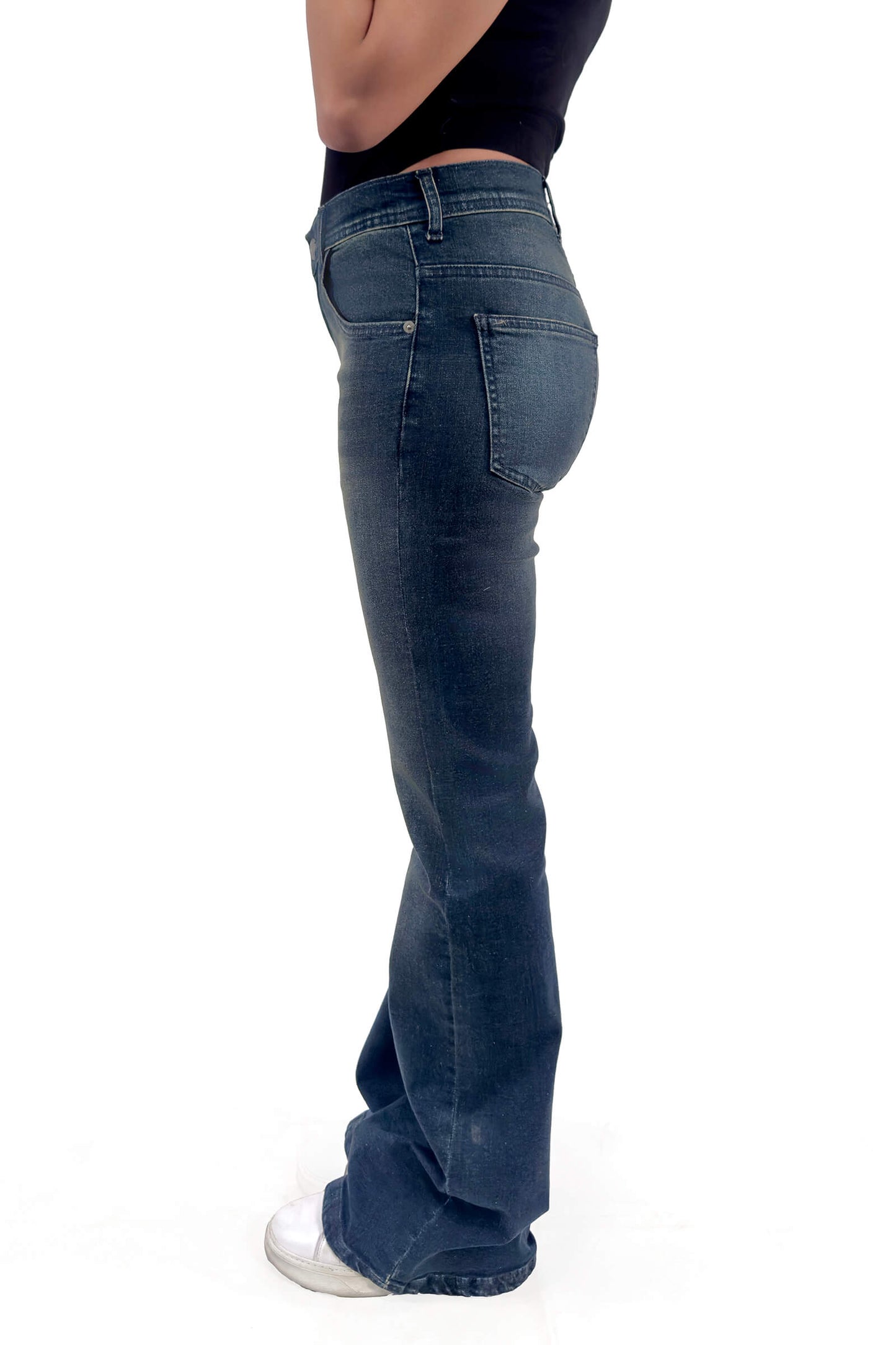 Midnight Dirty Low Waist Navy Flare Jeans