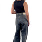 Washed Simon Beige Charcoal Elena Wide-Leg Jeans