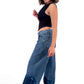 Ocean Blue Low Waist Tie-Dye Wide-Leg Jeans