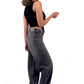 Charcoal Stone Wash Low Waist Wide-Leg Jeans