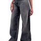 Charcoal Stone Wash Low Waist Wide-Leg Jeans