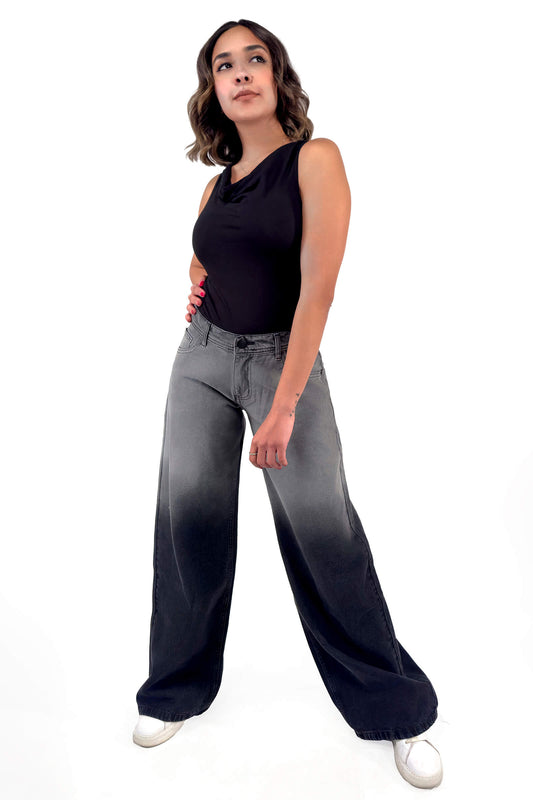 Charcoal Mist Low Waist Gradient-Effect Jeans