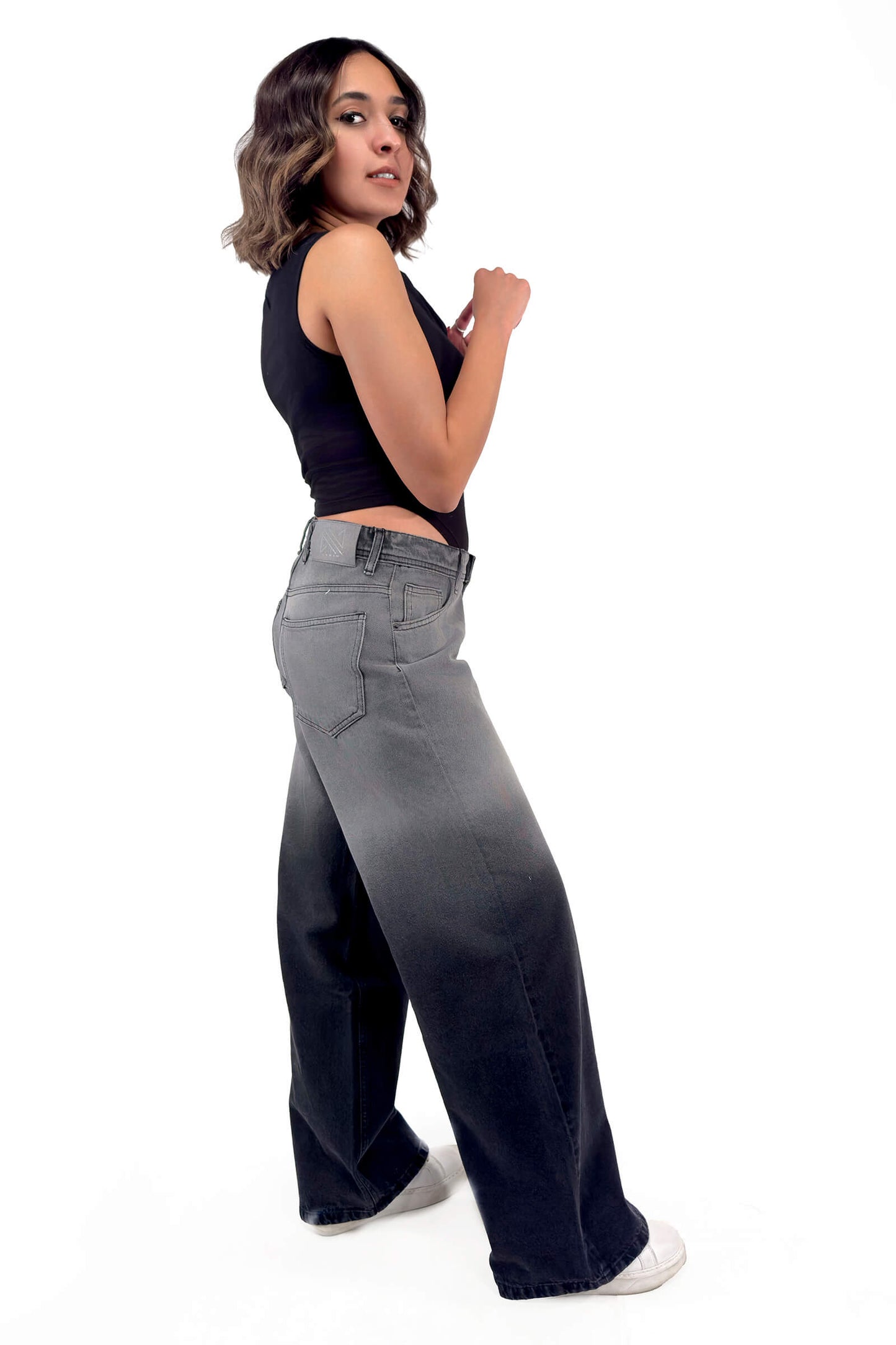 Charcoal Mist Low Waist Gradient-Effect Jeans