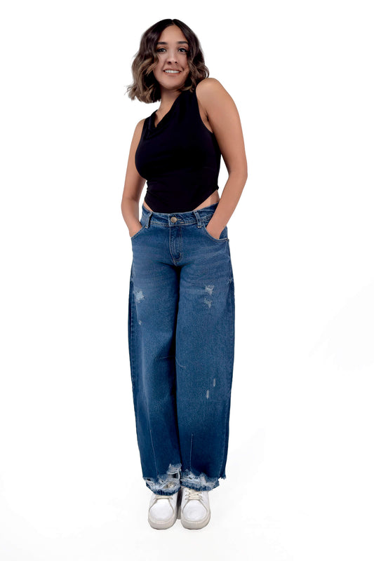 Blue Haven Low Waist Ripped Cropped Balloon Jeans