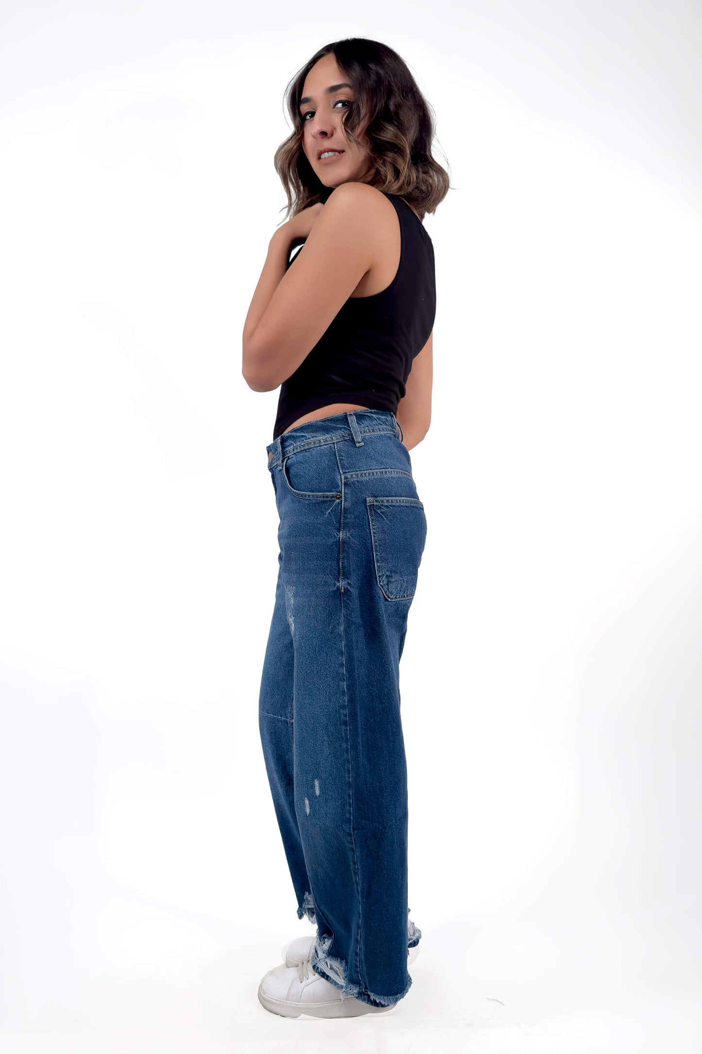 Blue Haven Low Waist Ripped Cropped Balloon Jeans