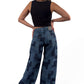 Indigo Low Waist Patchwork Wide-Leg Jeans