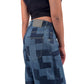 Indigo Low Waist Patchwork Wide-Leg Jeans