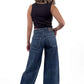 Midnight Low Waist Paisley Wide-Leg Jeans