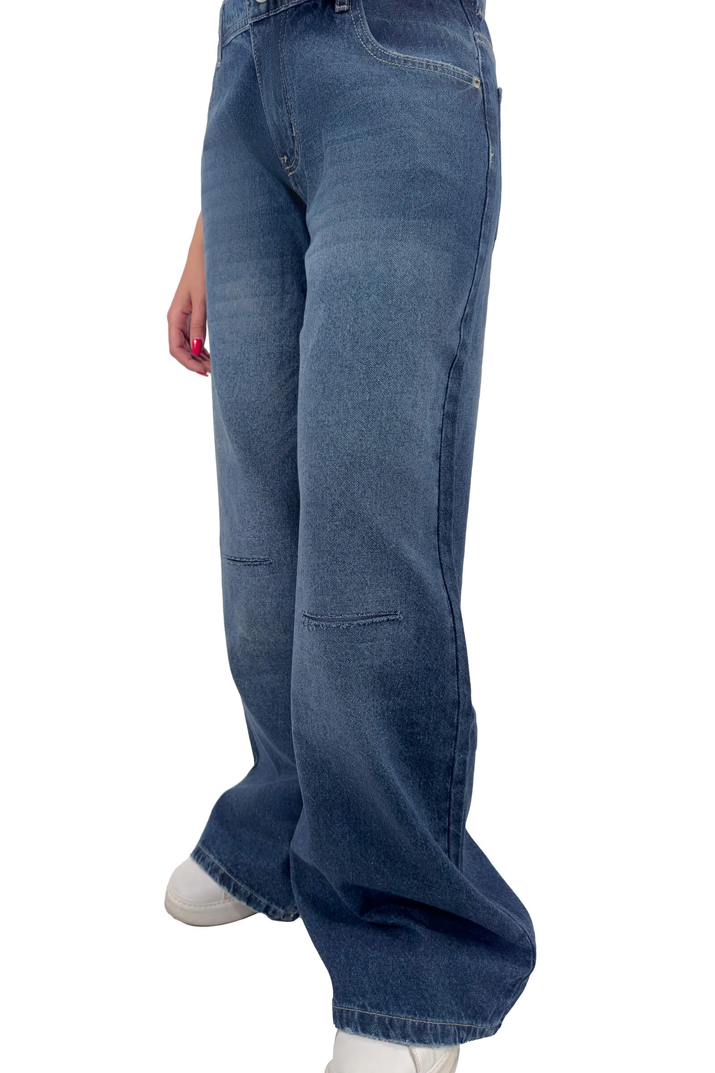 Navy Bella Eco-Friendly Low Waist Wide-Leg Jeans