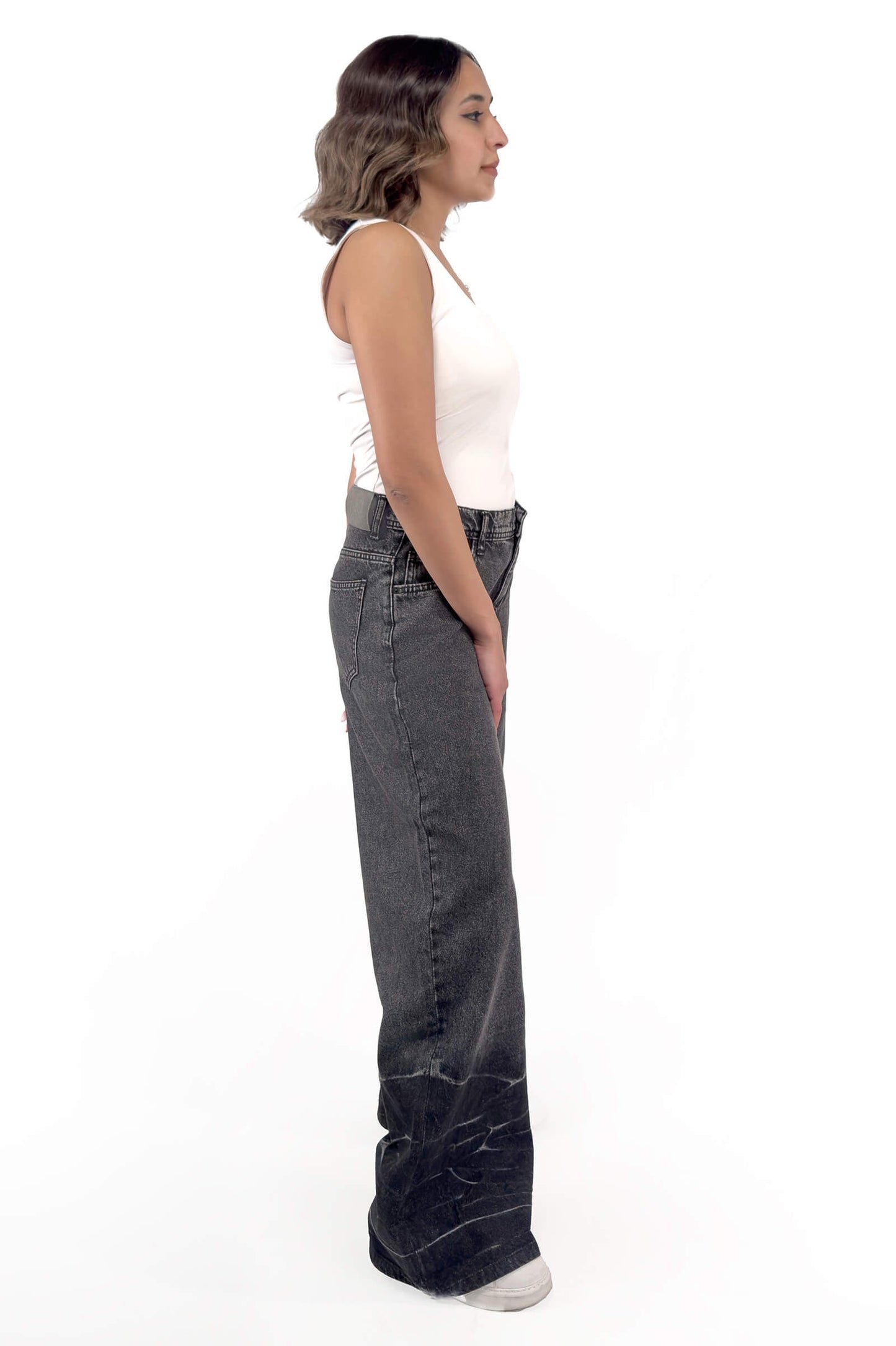 Ash Black Low Waist Tie-Dye Wide-Leg Jeans