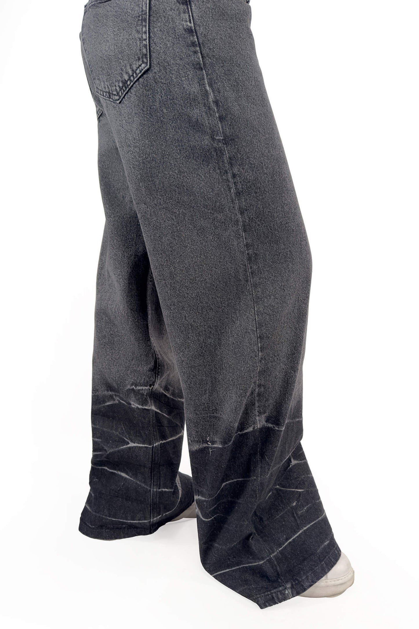 Ash Black Low Waist Tie-Dye Wide-Leg Jeans