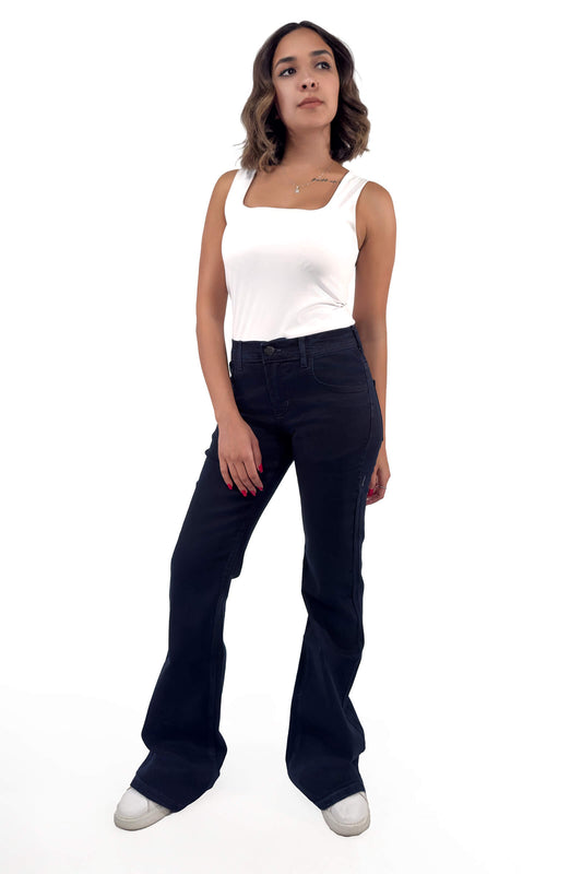 Jet Navy Blue Victoria Slim Low Waist Flare Jeans