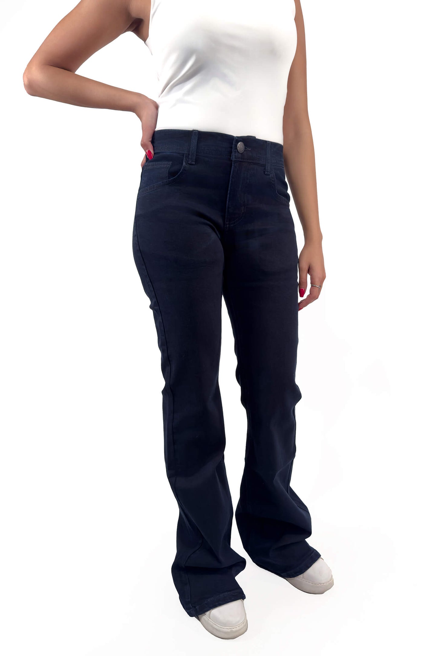 Jet Navy Blue Victoria Slim Low Waist Flare Jeans