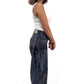 Midnight Luxe Low Waist Leather-Effect Wide-Leg Jeans