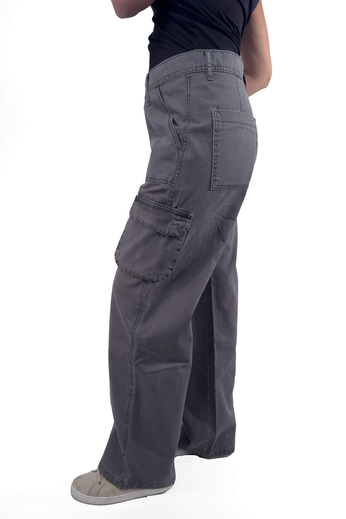 Slate Grey Gia Cargo Wide-Leg Jeans