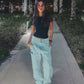 Sky Blue Wide-Leg Carpenter Jeans