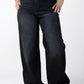 Classic High-Waisted Wide-Leg Sand Jeans in Black