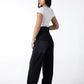 Classic High-Waisted Wide-Leg Sand Jeans in Black