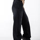 Classic High-Waisted Wide-Leg Sand Jeans in Black