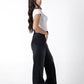 Classic High-Waisted Wide-Leg Sand Jeans in Black