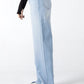 Light Ice Wash High-Rise Denim Palazzos