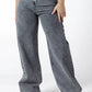 Grey Acid Wash High-Waisted Jeans