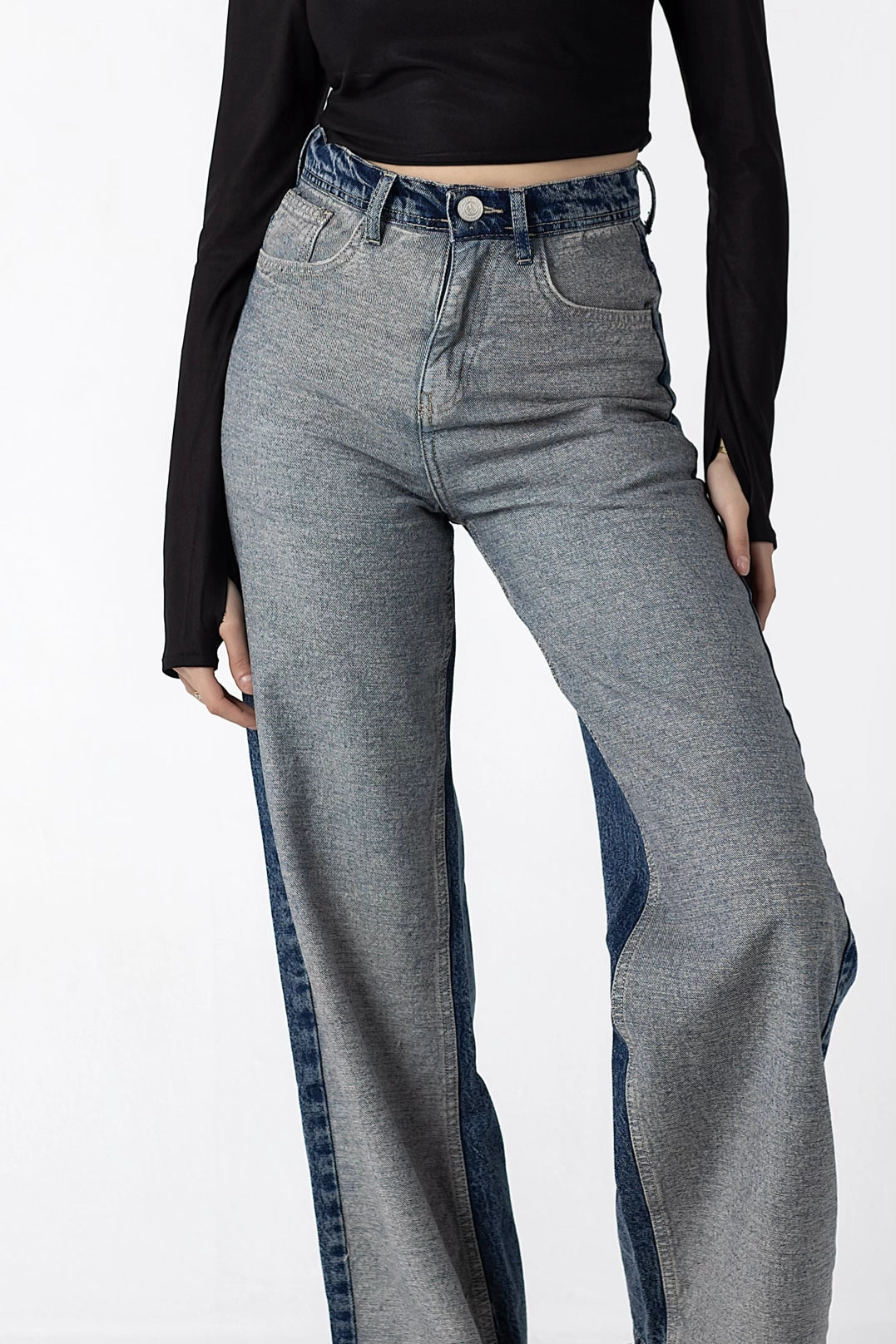 Contrast Tuxedo Stripe High-Rise Jeans