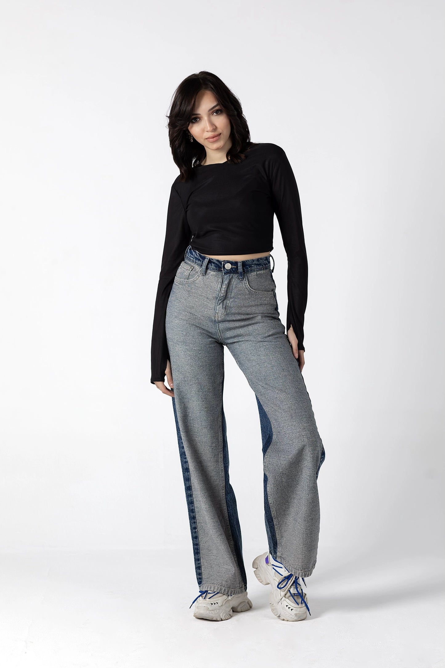 Contrast Tuxedo Stripe High-Rise Jeans