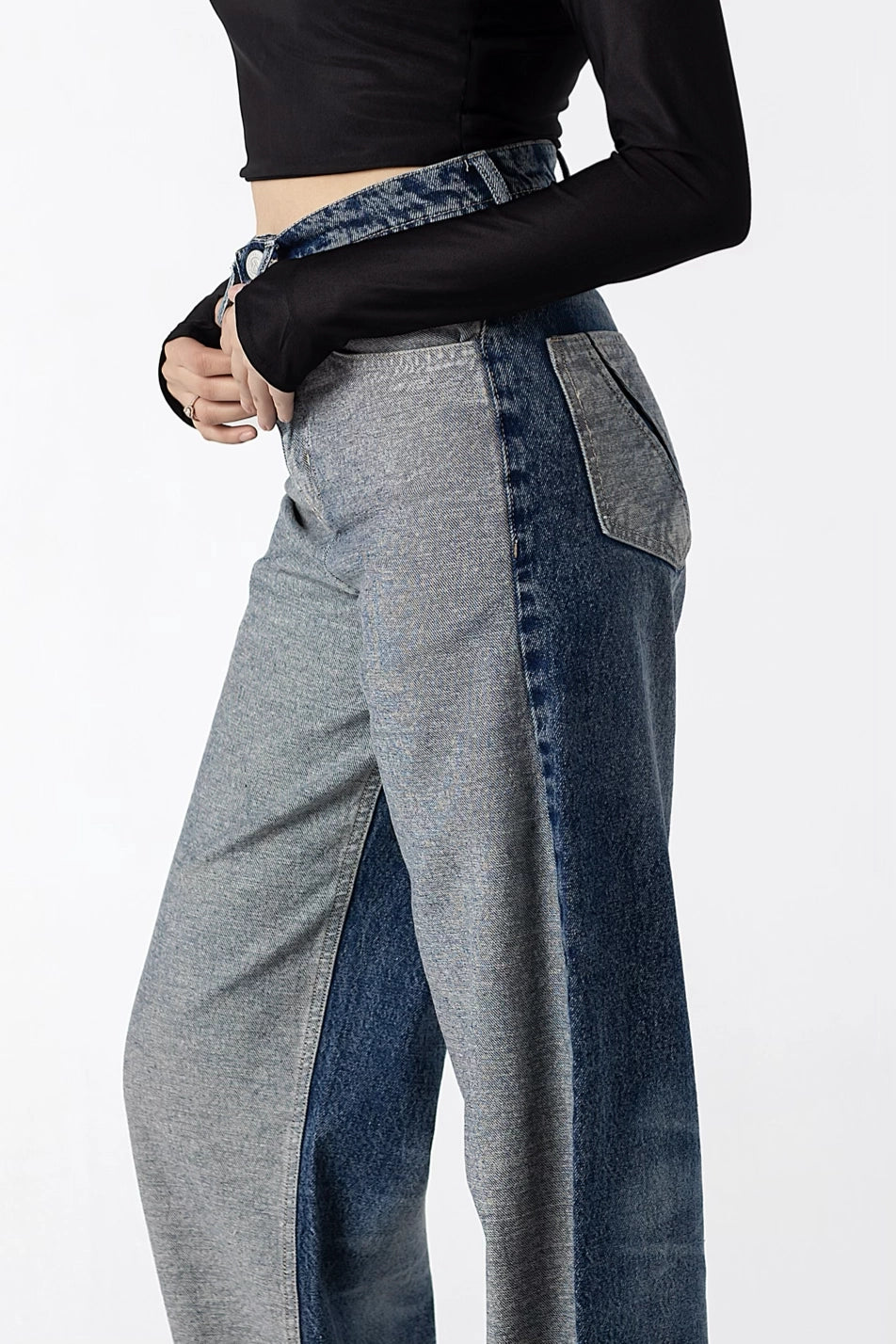 Contrast Tuxedo Stripe High-Rise Jeans