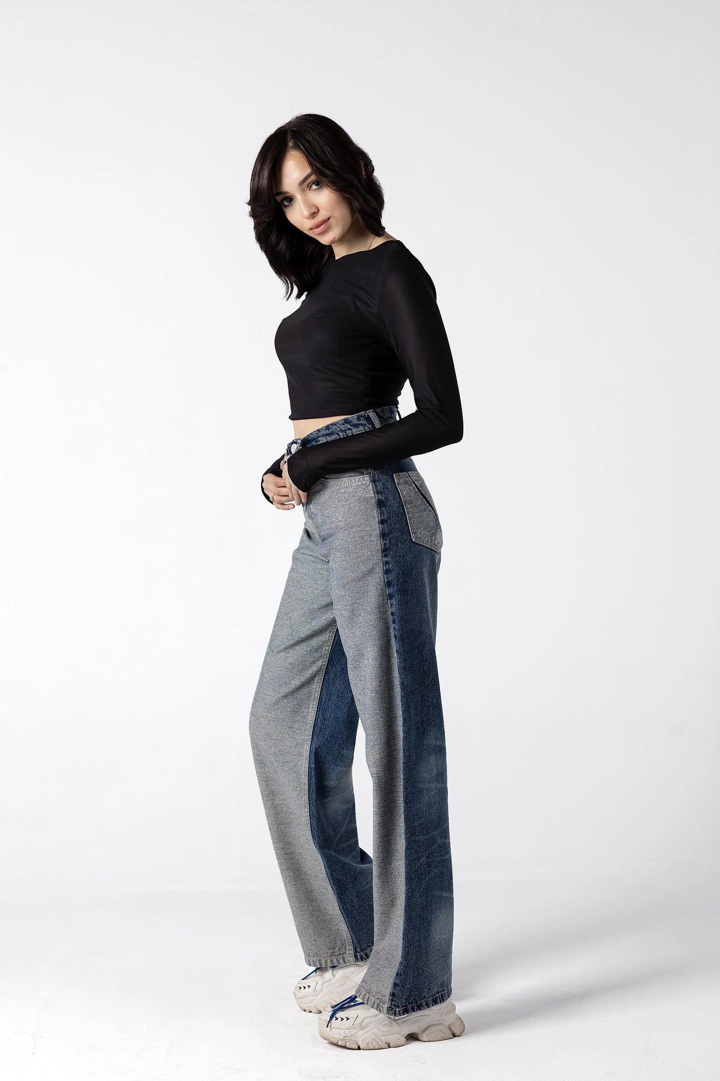 Contrast Tuxedo Stripe High-Rise Jeans