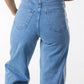 Dual-Tone Side Bleach Wide-Leg Denim Jeans in Blue