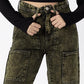 Vintage Olive Green High-Waisted Jeans