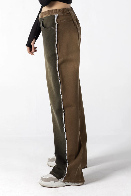 Eclectic Olive-Coffee Racer Stripe Jeans