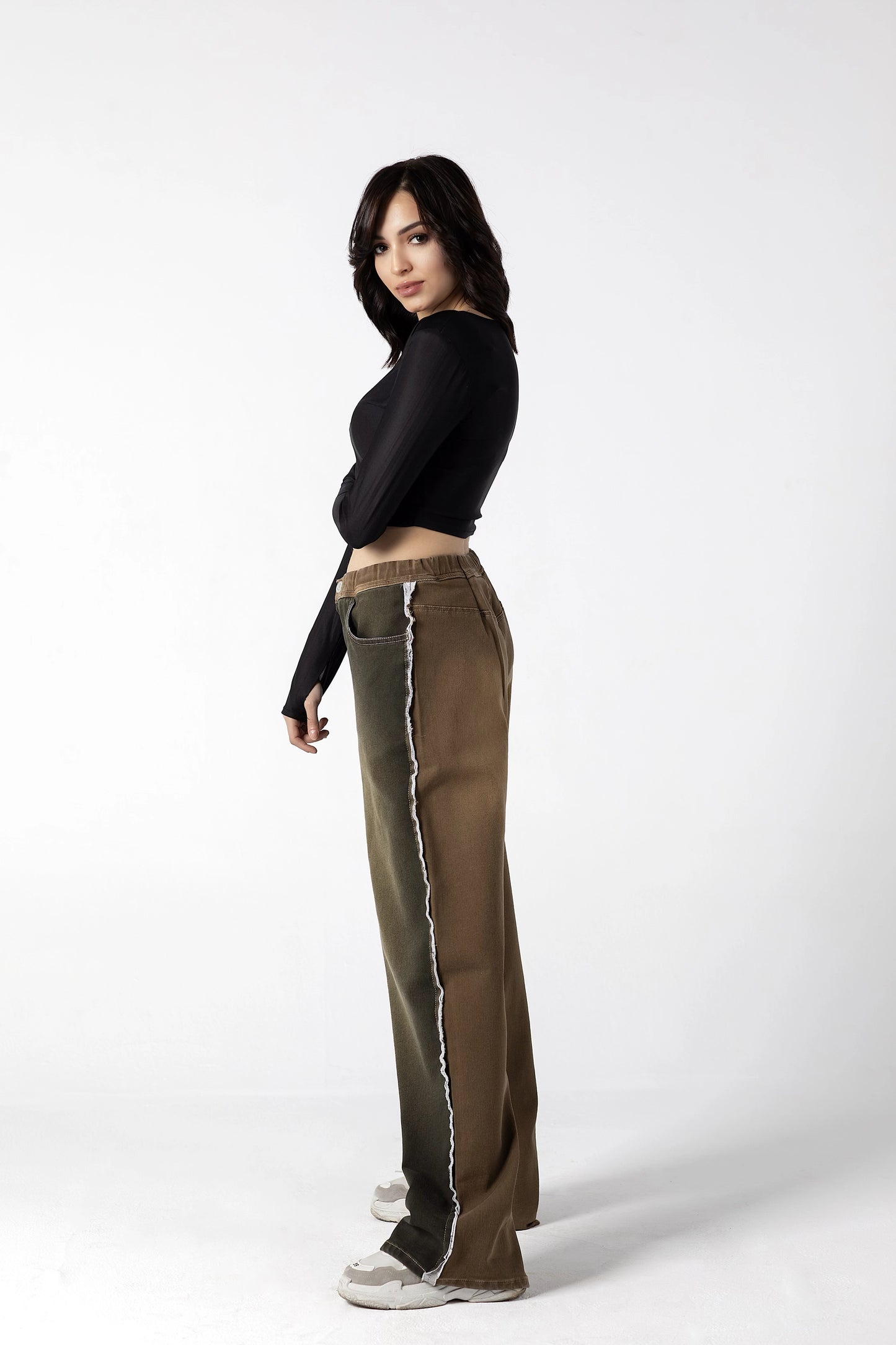 Eclectic Olive-Coffee Racer Stripe Jeans