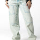 Distressed Ice-Blue Lemon Patchwork Jeans