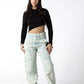 Distressed Ice-Blue Lemon Patchwork Jeans