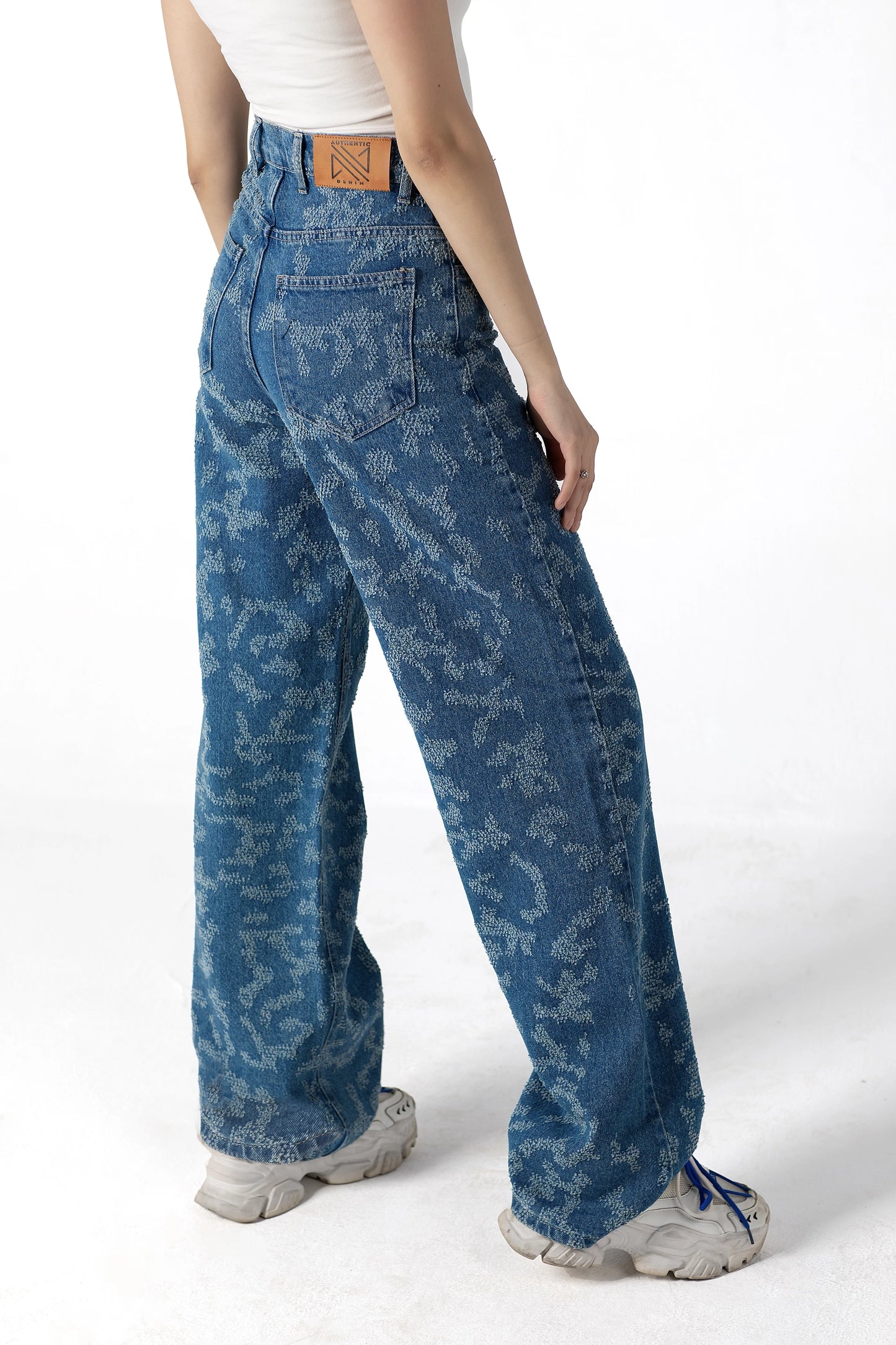 Boho-Chic Floral-Print High-Waisted Jeans