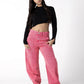 Rose-Tinted Wide-Leg Denim Jeans