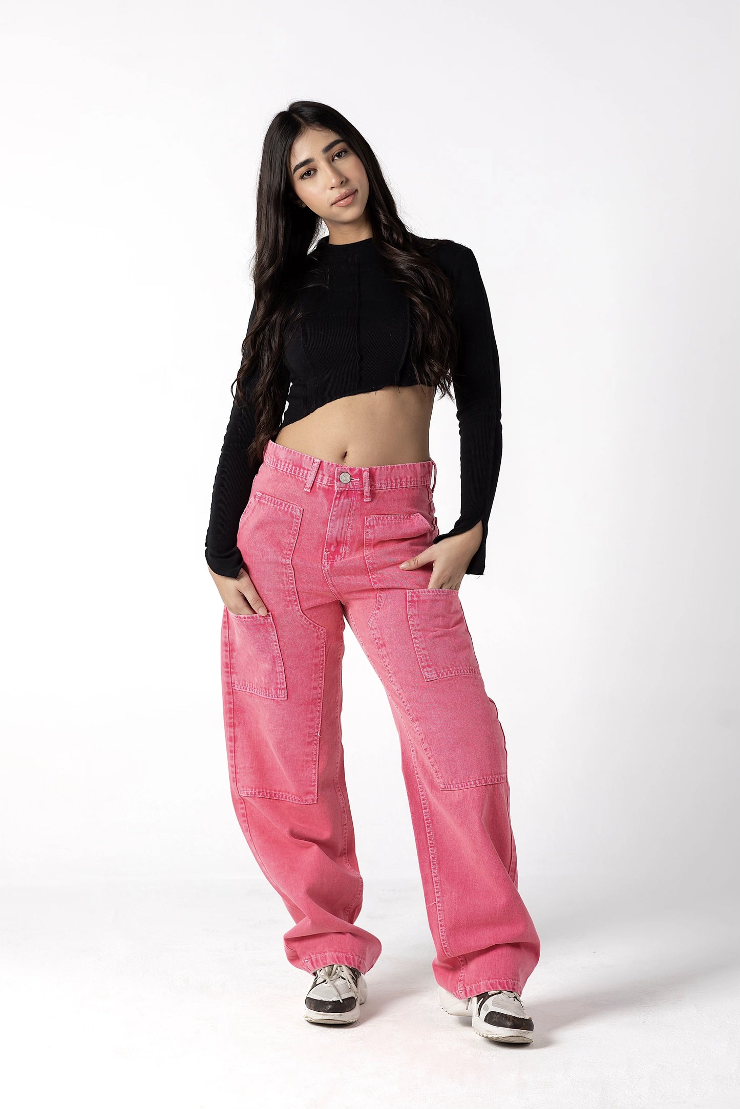 Rose-Tinted Wide-Leg Denim Jeans