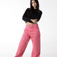 Rose-Tinted Wide-Leg Denim Jeans