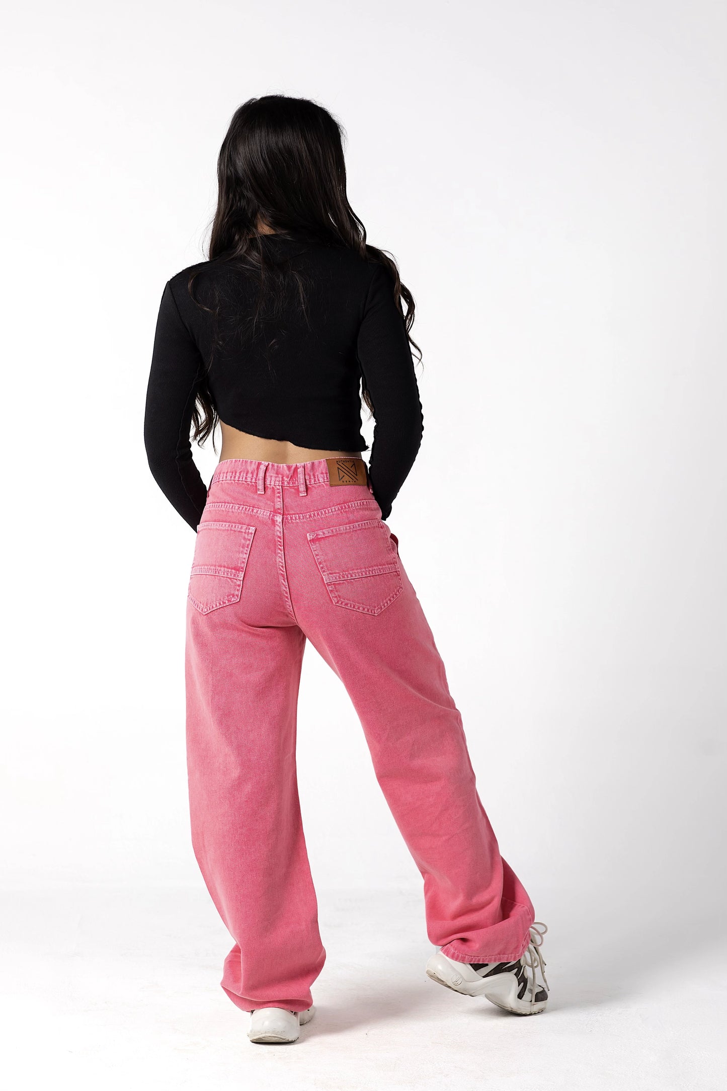 Rose-Tinted Wide-Leg Denim Jeans